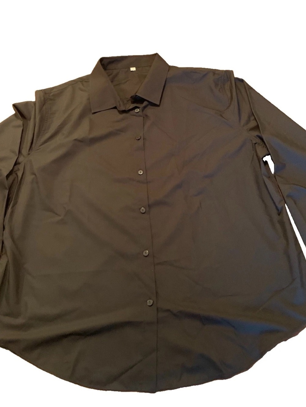 Women’s Solid Black Long-Sleeve Button-Up Dress Shirt